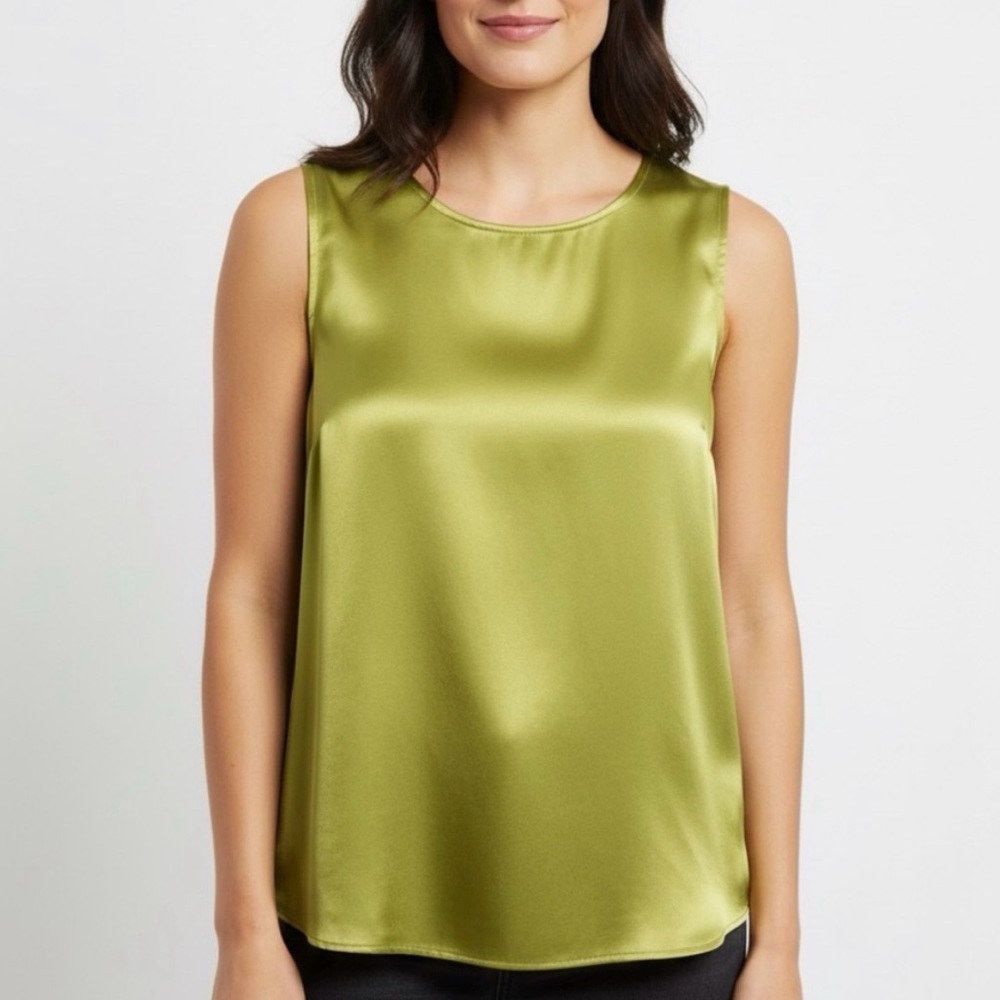 Anne Klein Satin Sleeveless Top in Olive